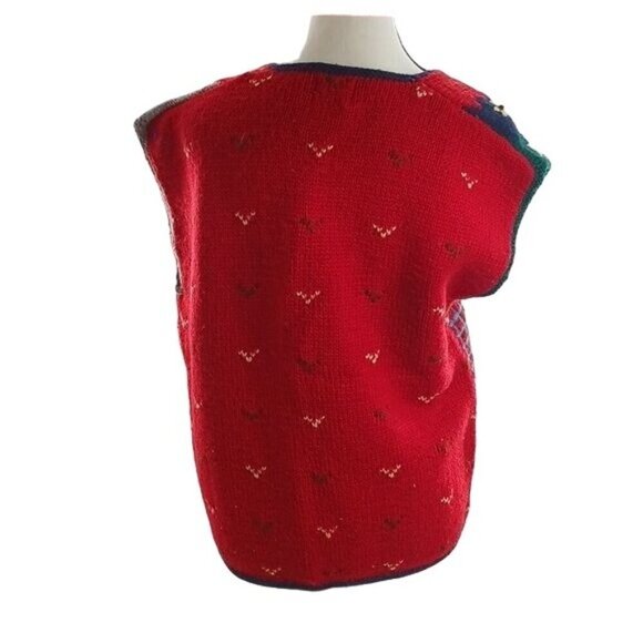 Skyr Womens Size M Patriotic Knit Sweater Vest USA Flag Heart Floral Vintage Y2K - Picture 6 of 7
